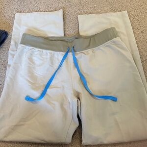 Figs Beige Pants with Blue Drawstring